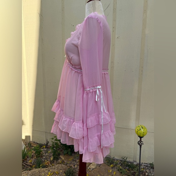 Sugar Thrillz Dolls Kill Real Divinity Mini Dress Pink Babydoll Ruffle Kawaii - Picture 4 of 7